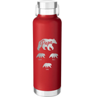Personalized red 24 oz vacuum insulated water bottle with 'Papa Bear 3 baby bears' design