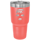 Personalized coral 30 oz vacuum insulated tumbler with 'Papa Bear 3 baby bears' design