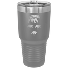 Personalized dark gray 30 oz vacuum insulated tumbler with 'Papa Bear 3 baby bears' design