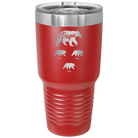 Personalized red 30 oz vacuum insulated tumbler with 'Papa Bear 3 baby bears' design