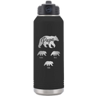Personalized black 32 oz vacuum insulated water bottle with 'Papa Bear 3 baby bears' design