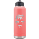 Personalized coral 32 oz vacuum insulated water bottle with 'Papa Bear 3 baby bears' design