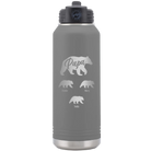 Personalized dark gray 32 oz vacuum insulated water bottle with 'Papa Bear 3 baby bears' design