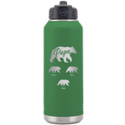 Personalized green 32 oz vacuum insulated water bottle with 'Papa Bear 3 baby bears' design