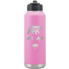 Personalized light purple 32 oz vacuum insulated water bottle with 'Papa Bear 3 baby bears' design