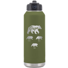 Personalized olive green 32 oz vacuum insulated water bottle with 'Papa Bear 3 baby bears' design