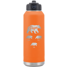 Personalized orange 32 oz vacuum insulated water bottle with 'Papa Bear 3 baby bears' design