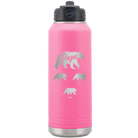 Personalized pink 32 oz vacuum insulated water bottle with 'Papa Bear 3 baby bears' design