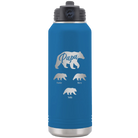 Personalized royal blue 32 oz vacuum insulated water bottle with 'Papa Bear 3 baby bears' design