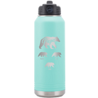Personalized teal 32 oz vacuum insulated water bottle with 'Papa Bear 3 baby bears' design