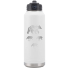 Personalized white 32 oz vacuum insulated water bottle with 'Papa Bear 3 baby bears' design