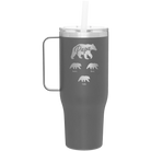 Personalized slate 40 oz vacuum insulated tumbler mug with 'Papa Bear 3 baby bears' design