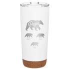 Personalized white 20 oz vacuum insulated tumbler with 'Papa Bear 3 baby bears' design