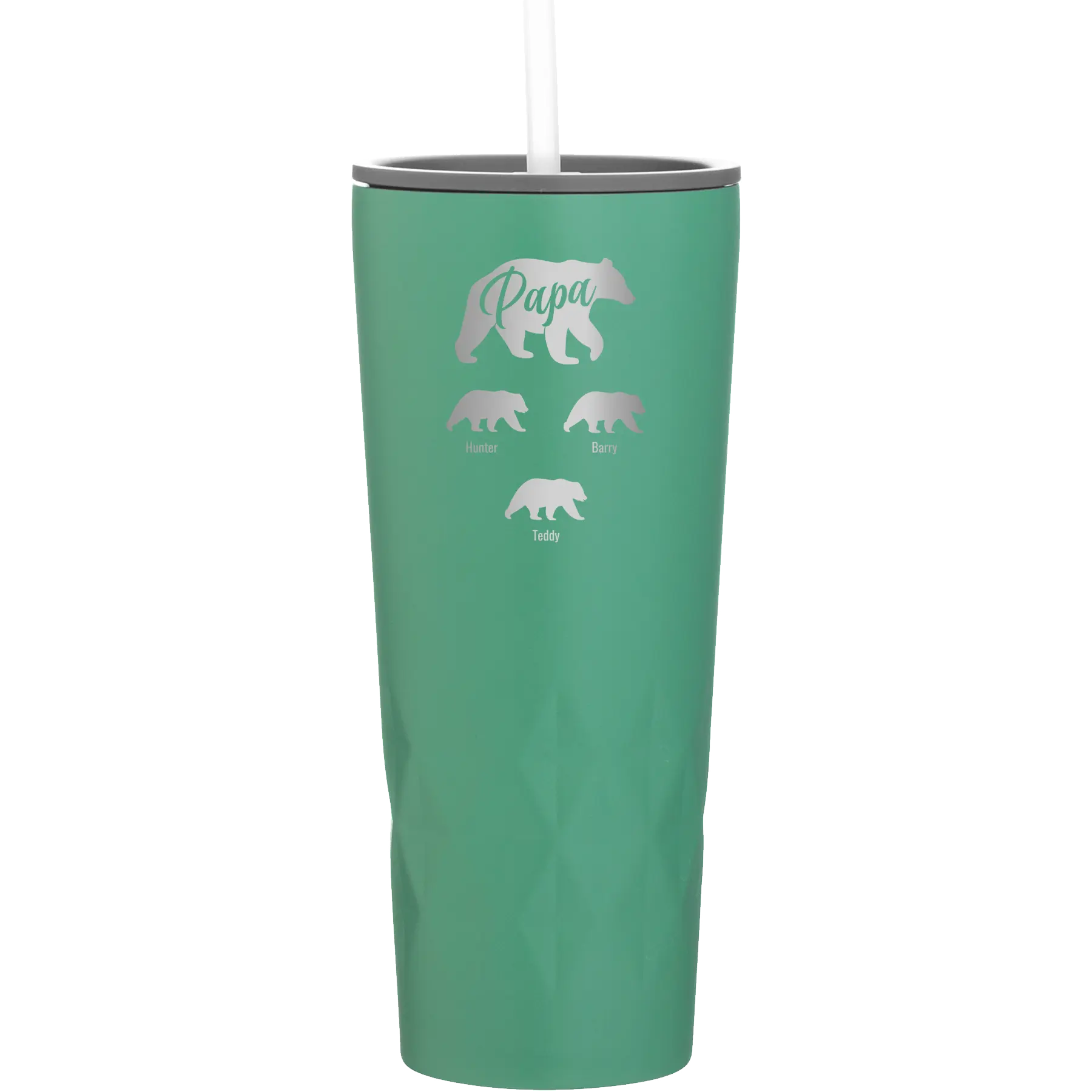 Personalized forage 20 oz vacuum insulated tumbler with 'Papa Bear 3 baby bears' design