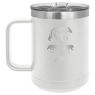 Personalized white 15 oz vacuum insulated coffee mug with 'Mama Bear 3 baby bears' design