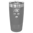 Personalized dark gray 20 oz vacuum insulated tumbler with 'Mama Bear 3 baby bears' design