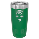 Personalized green 20 oz vacuum insulated tumbler with 'Mama Bear 3 baby bears' design