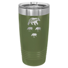 Personalized olive green 20 oz vacuum insulated tumbler with 'Mama Bear 3 baby bears' design
