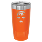 Personalized orange 20 oz vacuum insulated tumbler with 'Mama Bear 3 baby bears' design