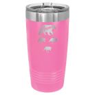 Personalized pink 20 oz vacuum insulated tumbler with 'Mama Bear 3 baby bears' design