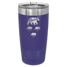 Personalized purple 20 oz vacuum insulated tumbler with 'Mama Bear 3 baby bears' design