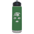 Personalized green 20 oz vacuum insulated water bottle with 'Mama Bear 3 baby bears' design