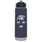 Personalized navy 20 oz vacuum insulated water bottle with 'Mama Bear 3 baby bears' design