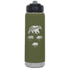 Personalized olive green 20 oz vacuum insulated water bottle with 'Mama Bear 3 baby bears' design