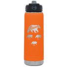 Personalized orange 20 oz vacuum insulated water bottle with 'Mama Bear 3 baby bears' design