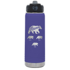 Personalized purple 20 oz vacuum insulated water bottle with 'Mama Bear 3 baby bears' design