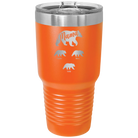 Personalized orange 30 oz vacuum insulated tumbler with 'Mama Bear 3 baby bears' design