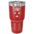 Personalized red 30 oz vacuum insulated tumbler with 'Mama Bear 3 baby bears' design
