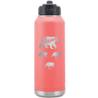 Personalized coral 32 oz vacuum insulated water bottle with 'Mama Bear 3 baby bears' design