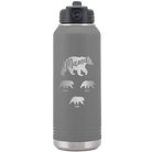 Personalized dark gray 32 oz vacuum insulated water bottle with 'Mama Bear 3 baby bears' design