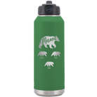 Personalized green 32 oz vacuum insulated water bottle with 'Mama Bear 3 baby bears' design
