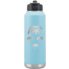 Personalized light blue 32 oz vacuum insulated water bottle with 'Mama Bear 3 baby bears' design