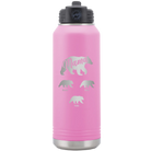 Personalized light purple 32 oz vacuum insulated water bottle with 'Mama Bear 3 baby bears' design