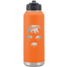 Personalized orange 32 oz vacuum insulated water bottle with 'Mama Bear 3 baby bears' design