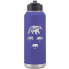 Personalized purple 32 oz vacuum insulated water bottle with 'Mama Bear 3 baby bears' design