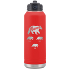 Personalized red 32 oz vacuum insulated water bottle with 'Mama Bear 3 baby bears' design