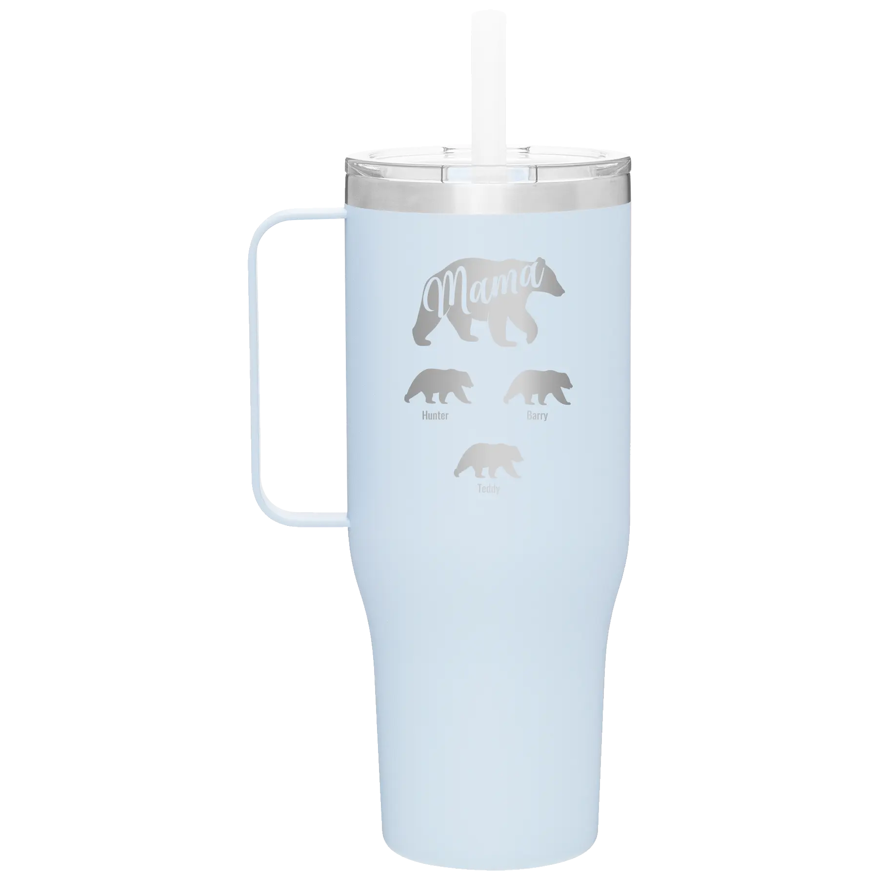 Personalized landfall 40 oz vacuum insulated tumbler mug with 'Mama Bear 3 baby bears' design