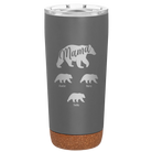 Personalized storm gray 20 oz vacuum insulated tumbler with 'Mama Bear 3 baby bears' design