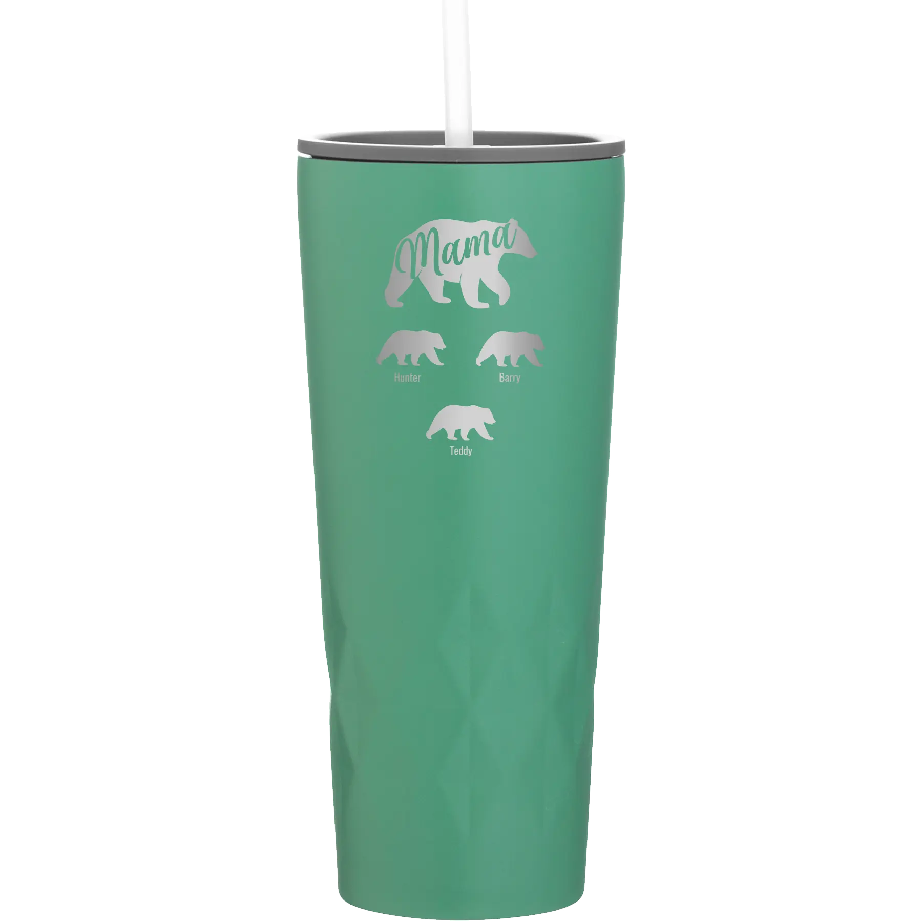 Personalized forage 20 oz vacuum insulated tumbler with 'Mama Bear 3 baby bears' design