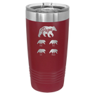 Personalized maroon 20 oz vacuum insulated tumbler with 'Papa Bear 4 baby bears' design