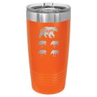 Personalized orange 20 oz vacuum insulated tumbler with 'Papa Bear 4 baby bears' design