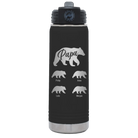 Personalized black 20 oz vacuum insulated water bottle with 'Papa Bear 4 baby bears' design