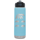 Personalized light blue 20 oz vacuum insulated water bottle with 'Papa Bear 4 baby bears' design