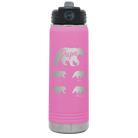 Personalized light purple 20 oz vacuum insulated water bottle with 'Papa Bear 4 baby bears' design