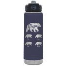 Personalized navy 20 oz vacuum insulated water bottle with 'Papa Bear 4 baby bears' design