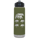 Personalized olive green 20 oz vacuum insulated water bottle with 'Papa Bear 4 baby bears' design